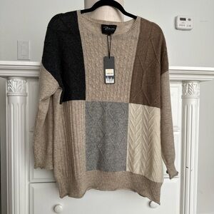 Brunello Cucinelli Color Block Sweater - Black, Brown, Gray, Cream